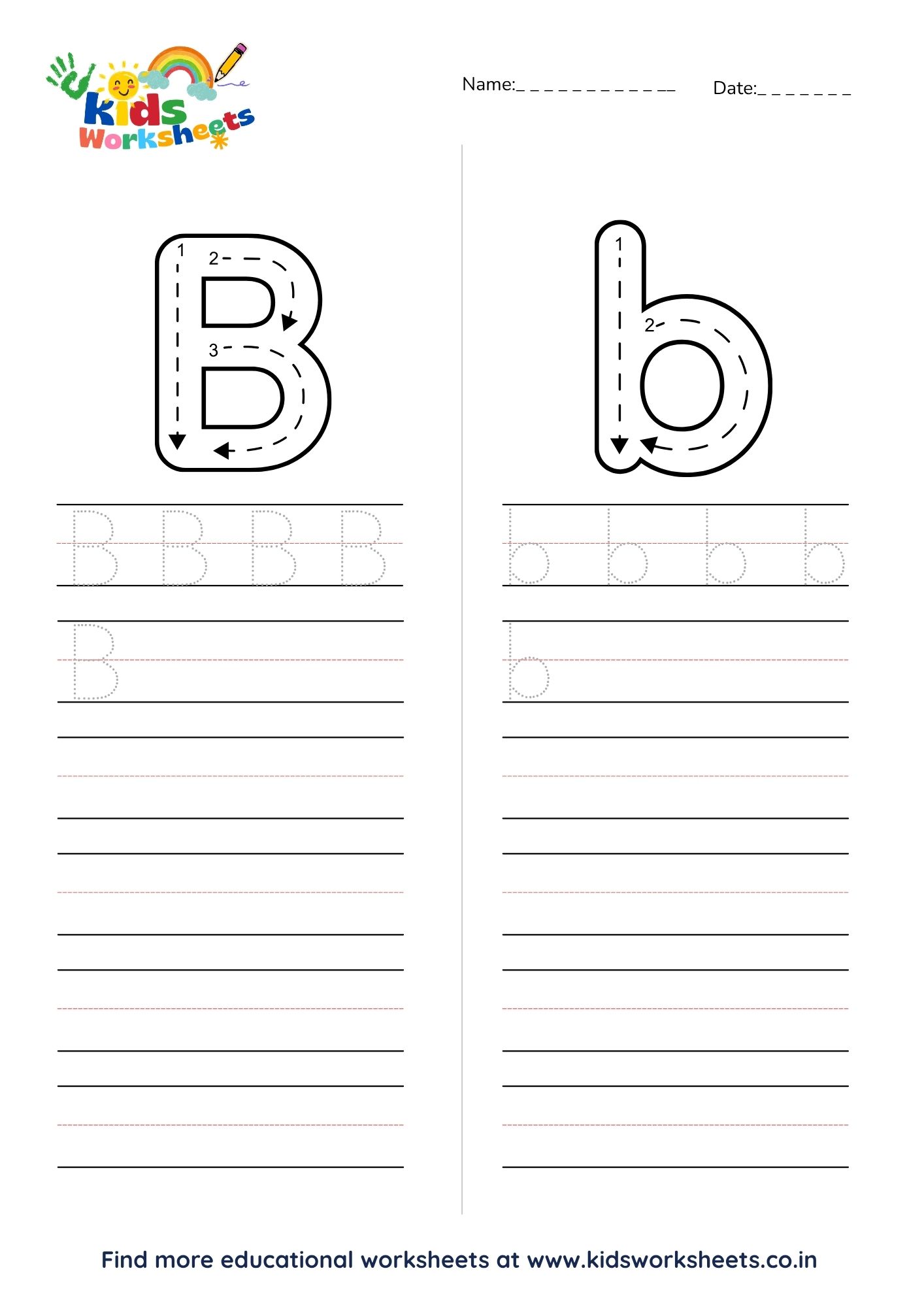 Alphabet B Tracing Worksheet preview
