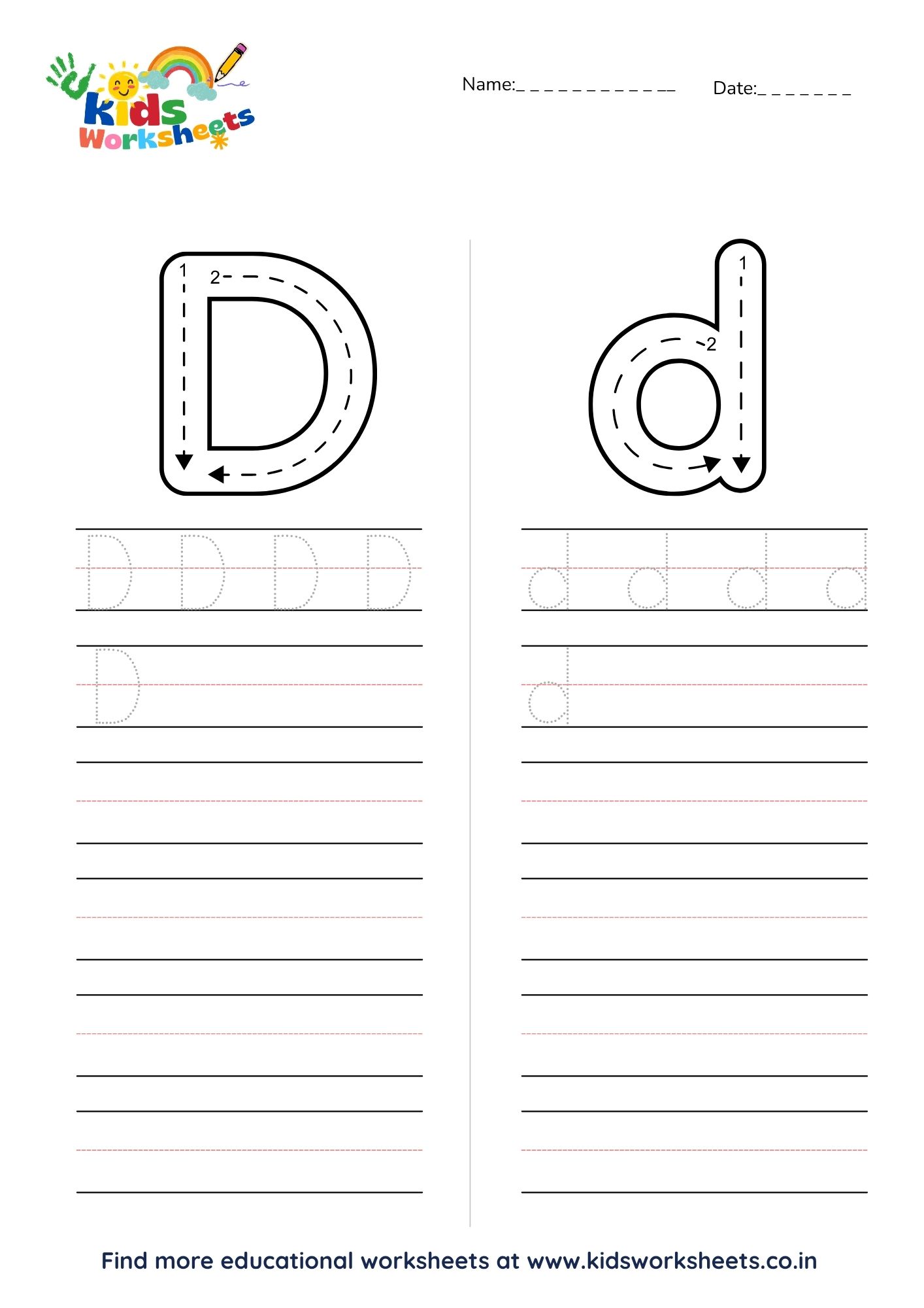 Alphabet D Tracing Worksheet preview