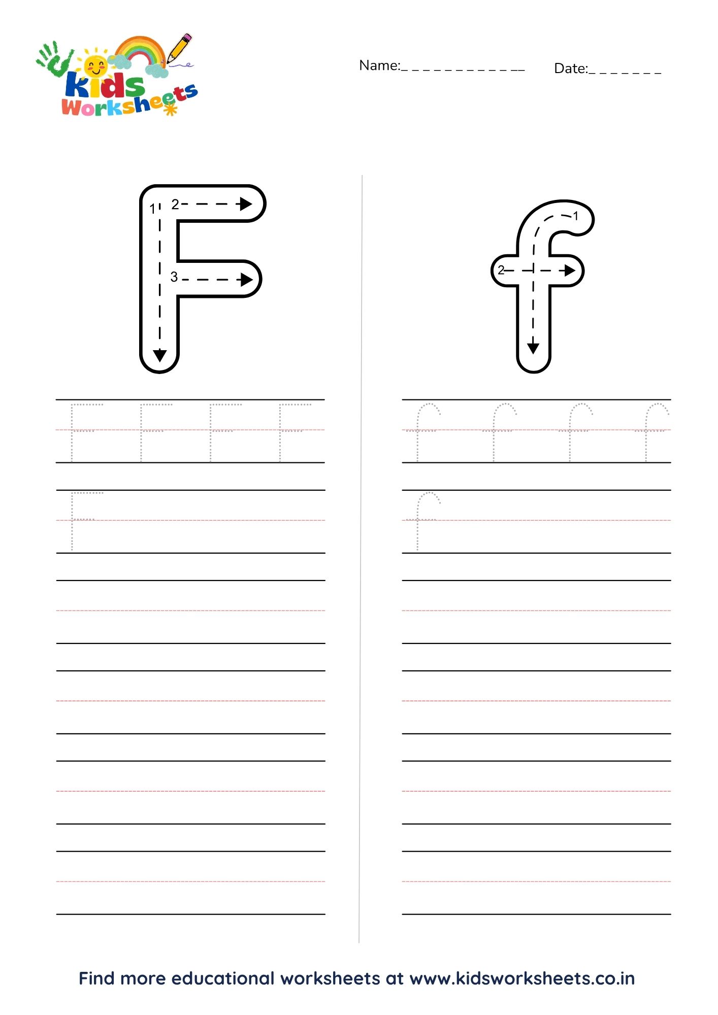 Alphabet F Tracing Worksheet preview