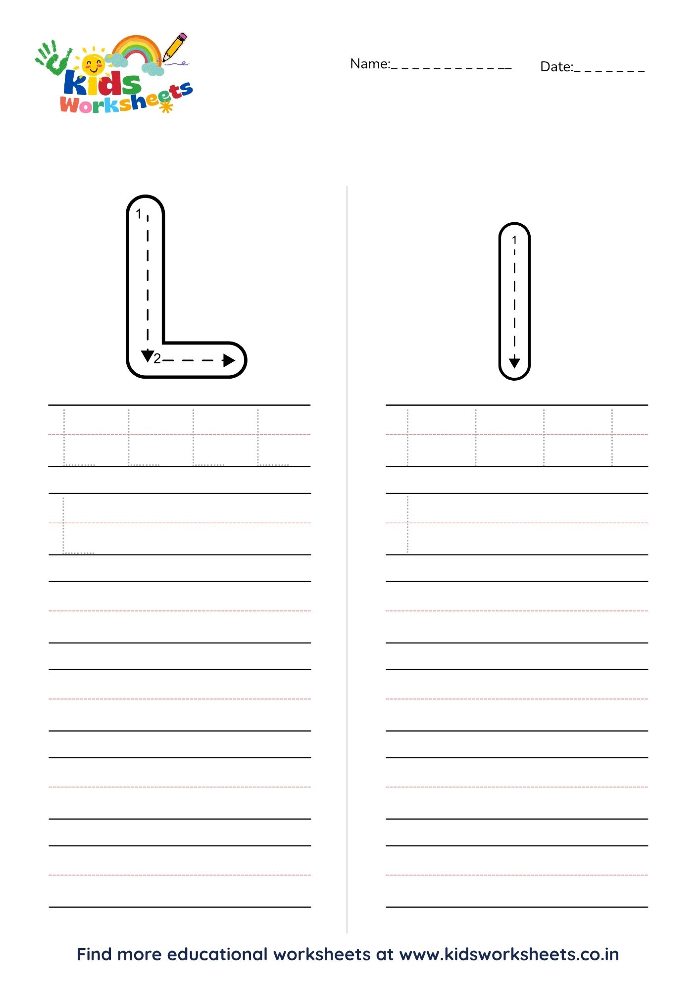 Alphabet L Tracing Worksheet preview