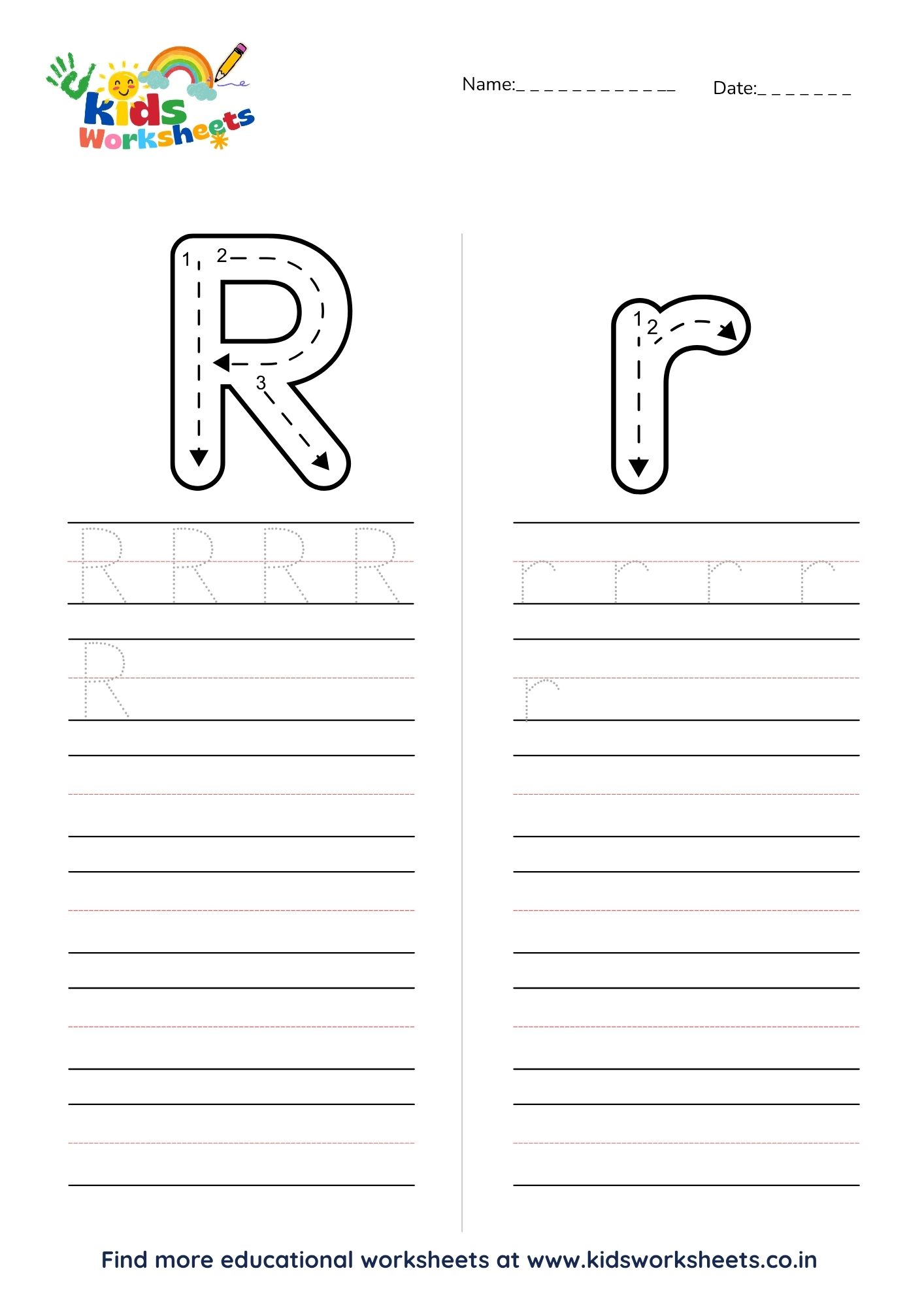 Alphabet R Tracing Worksheet preview