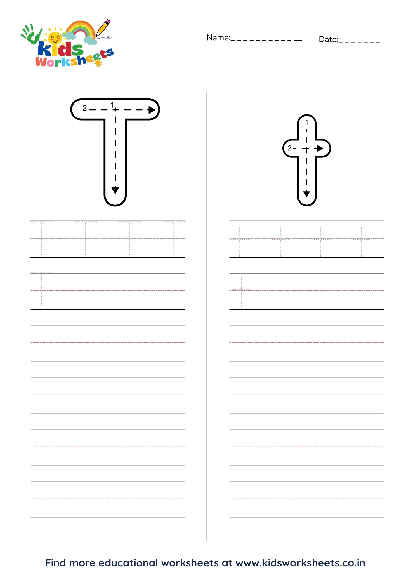 Alphabet T Tracing Worksheet preview