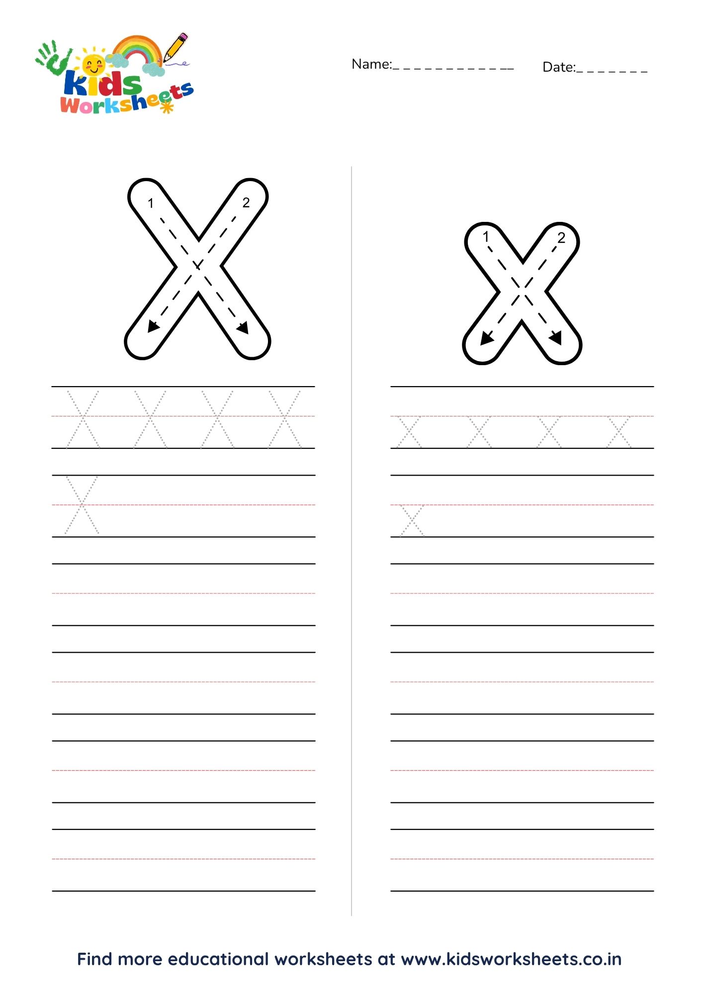 Alphabet X Tracing Worksheet preview