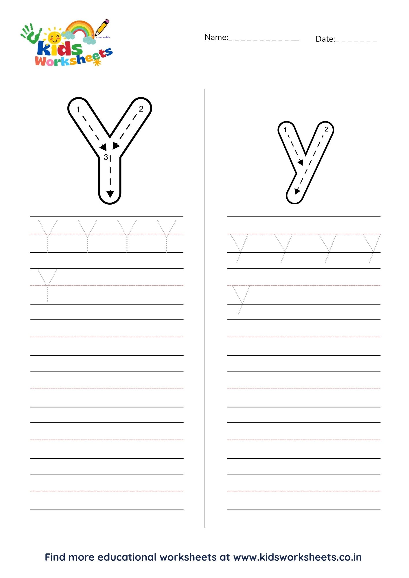 Alphabet Y Tracing Worksheet preview