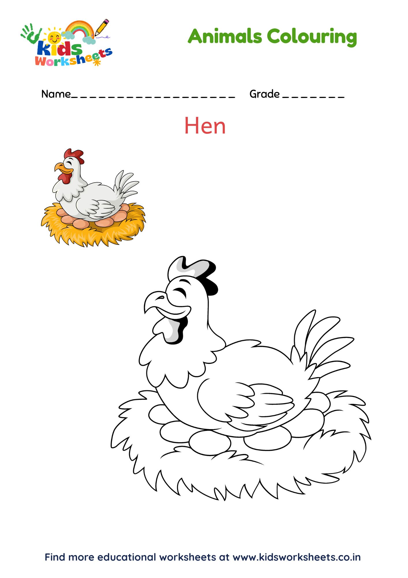 Animal Coloring - Hen preview