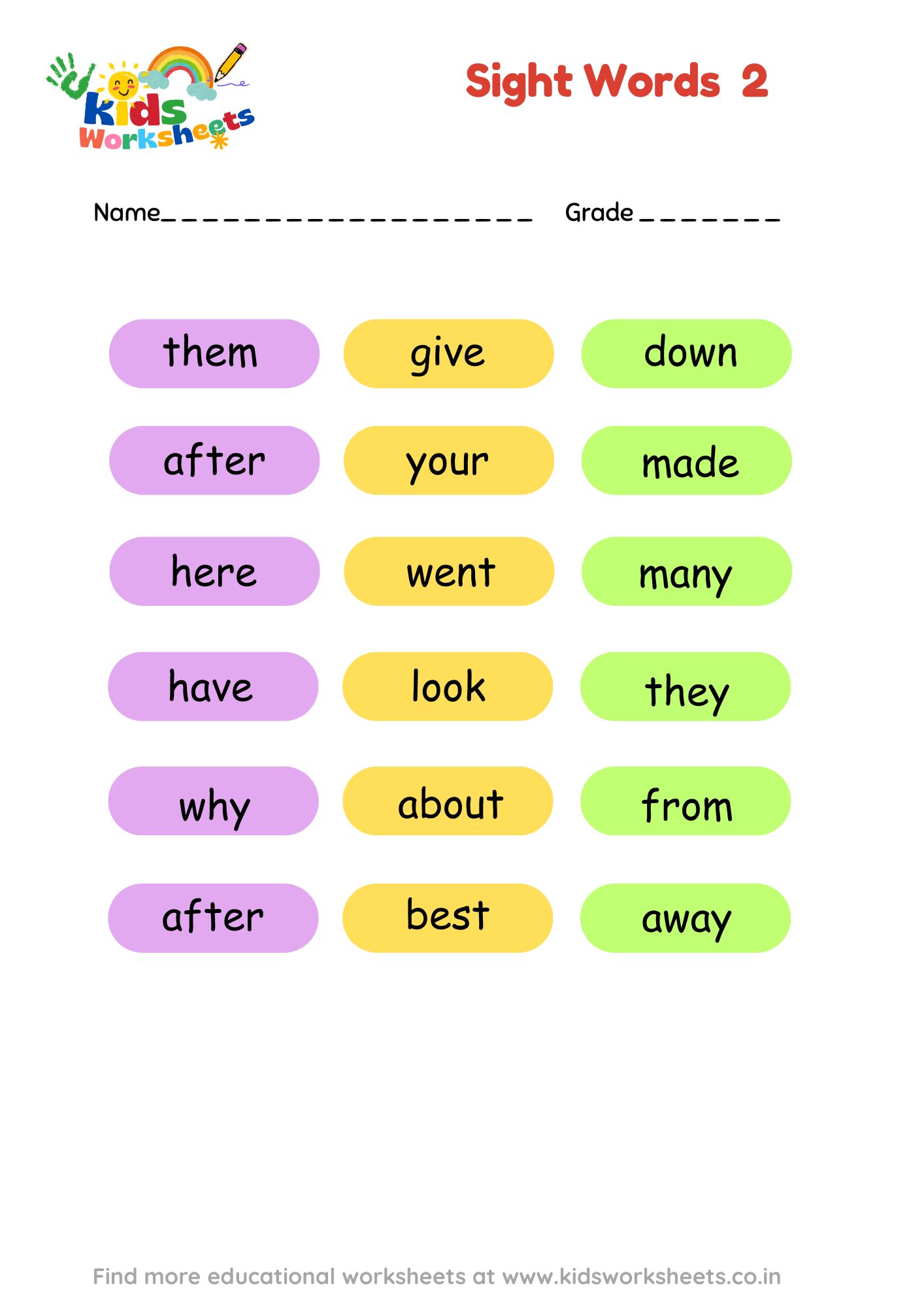 Sight Words 2 preview