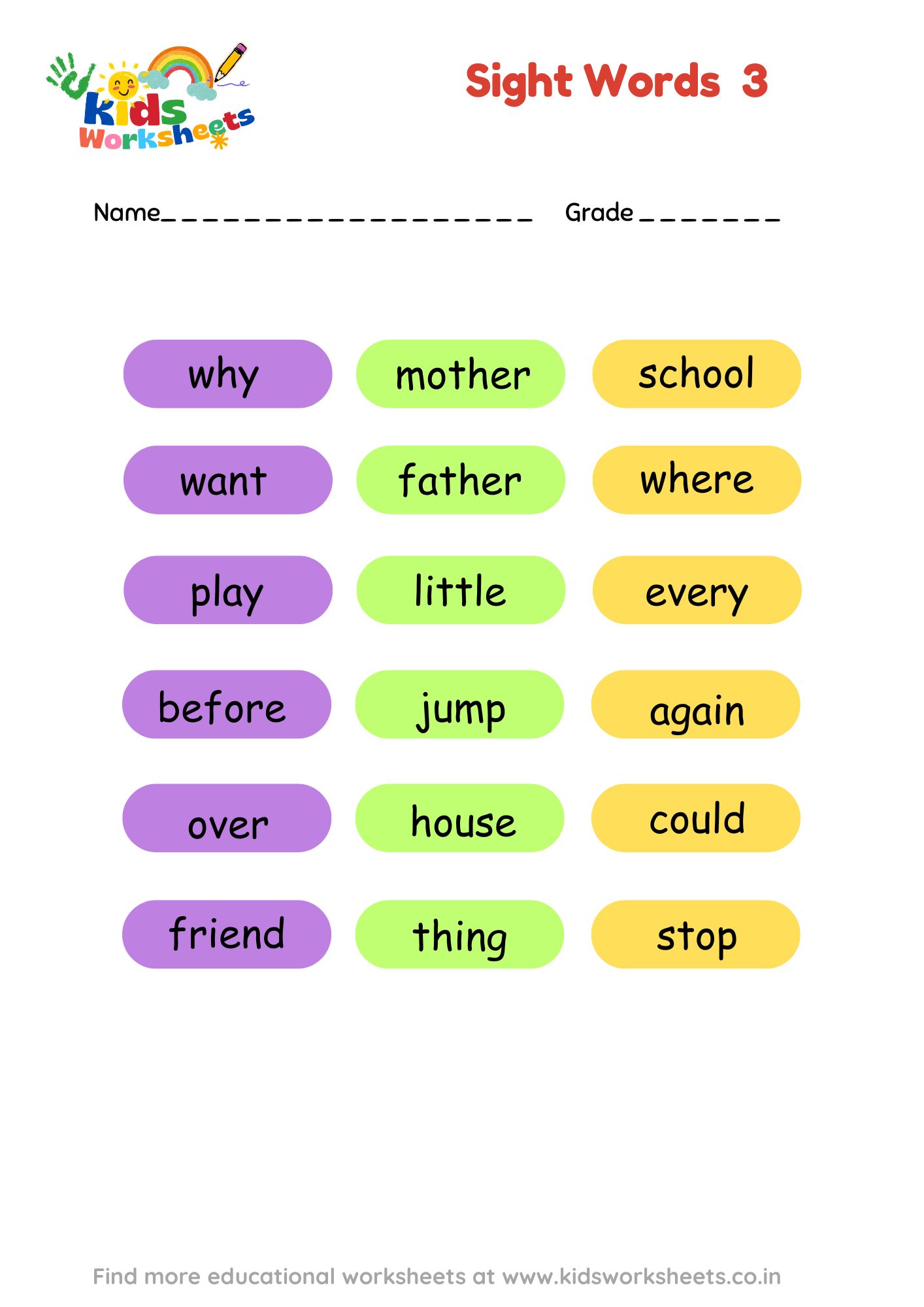 Sight Words 3 preview