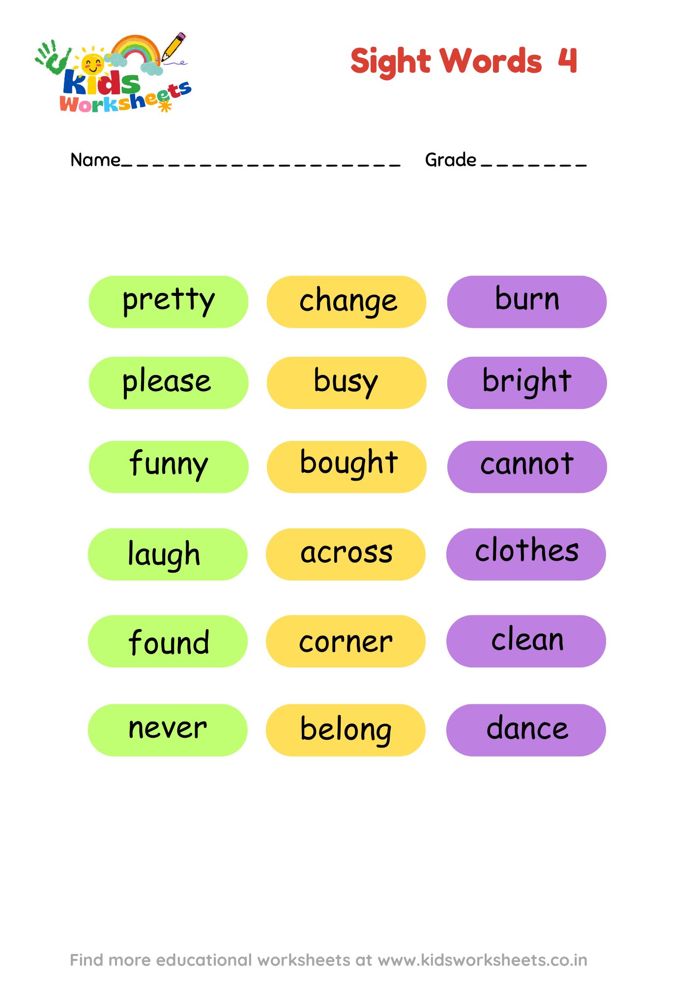 Sight Words 4 preview