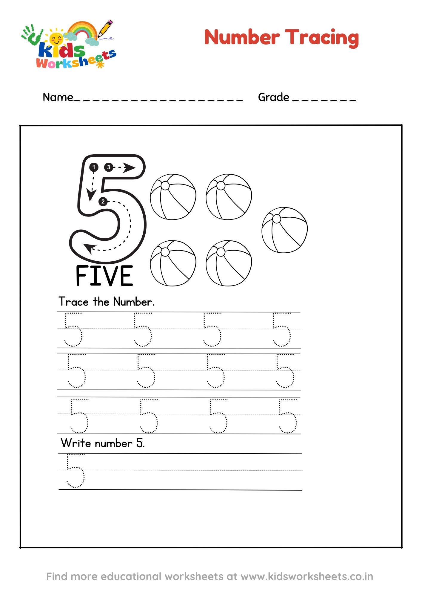 Numbers Tracing 5 preview
