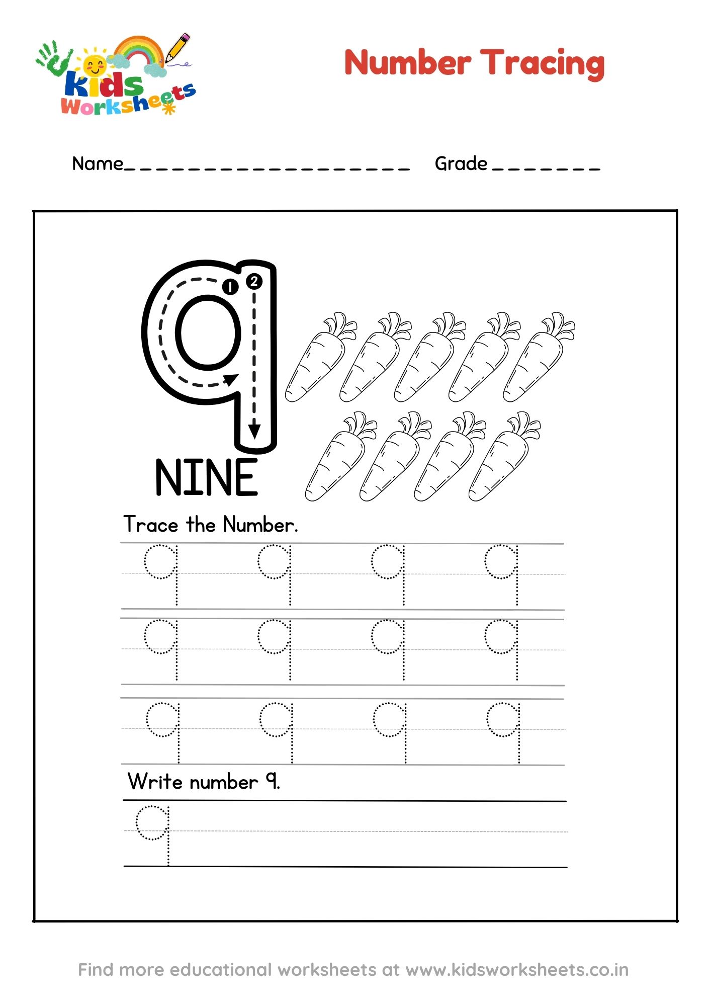 Numbers Tracing 9 preview