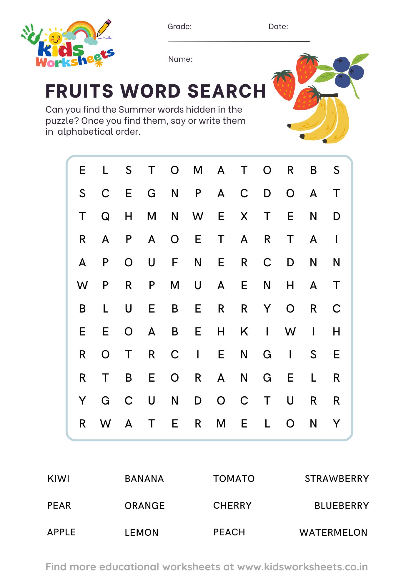 Word Search - Fruits preview