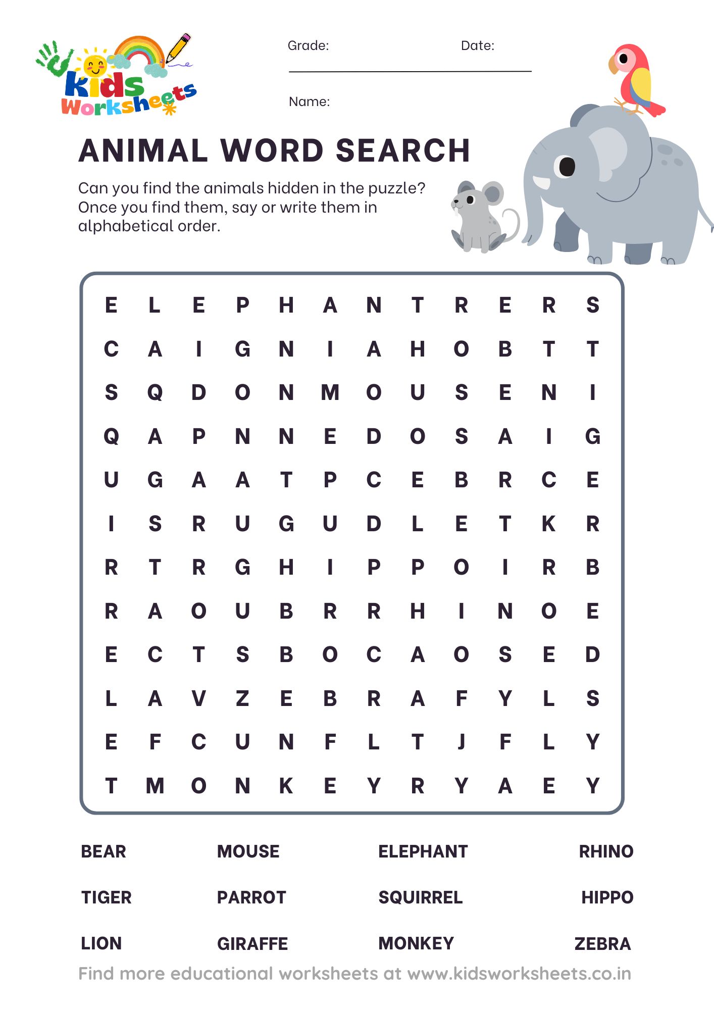 Word Search - Animals preview