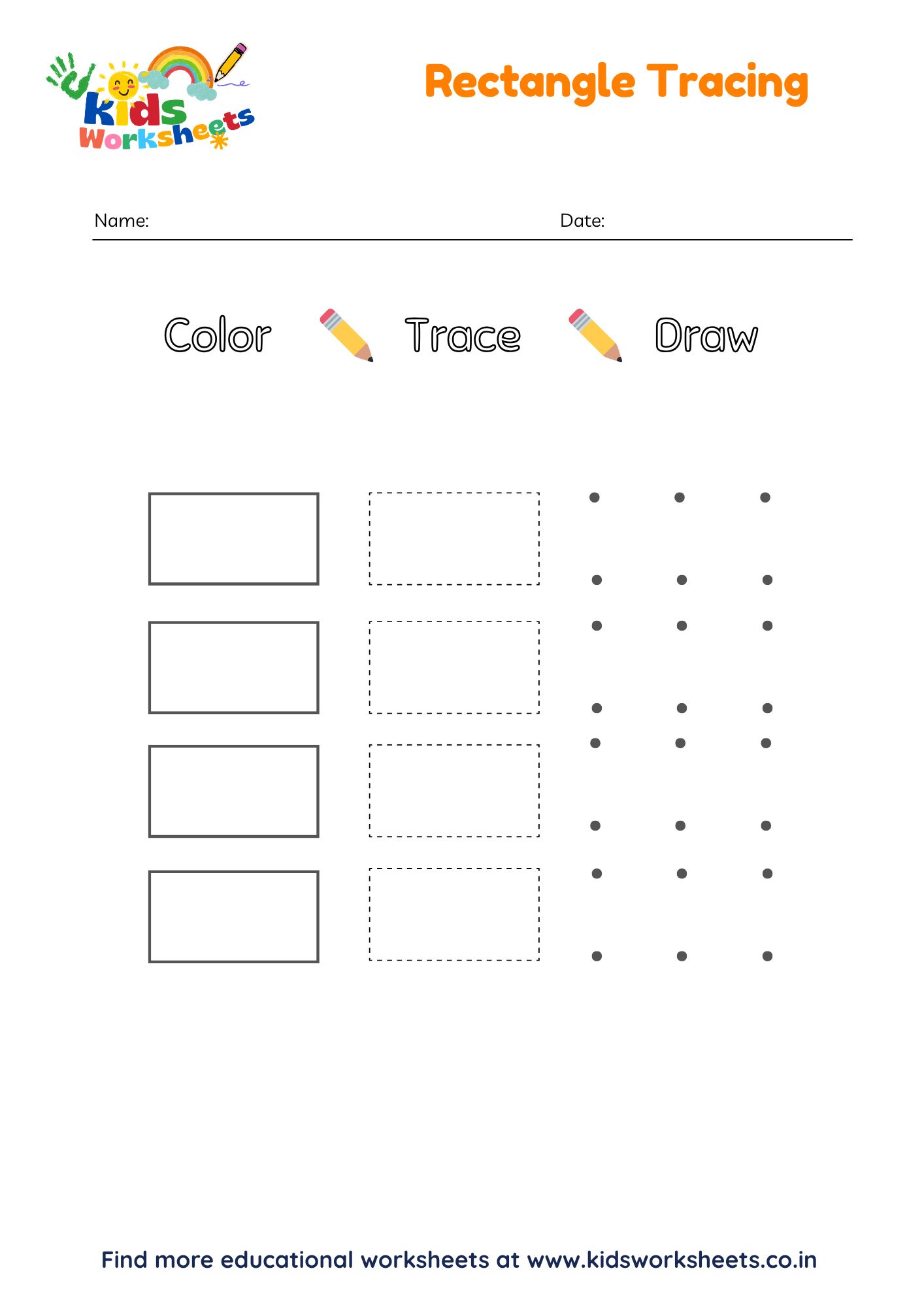 Rectangle Shape Tracing Worksheet preview