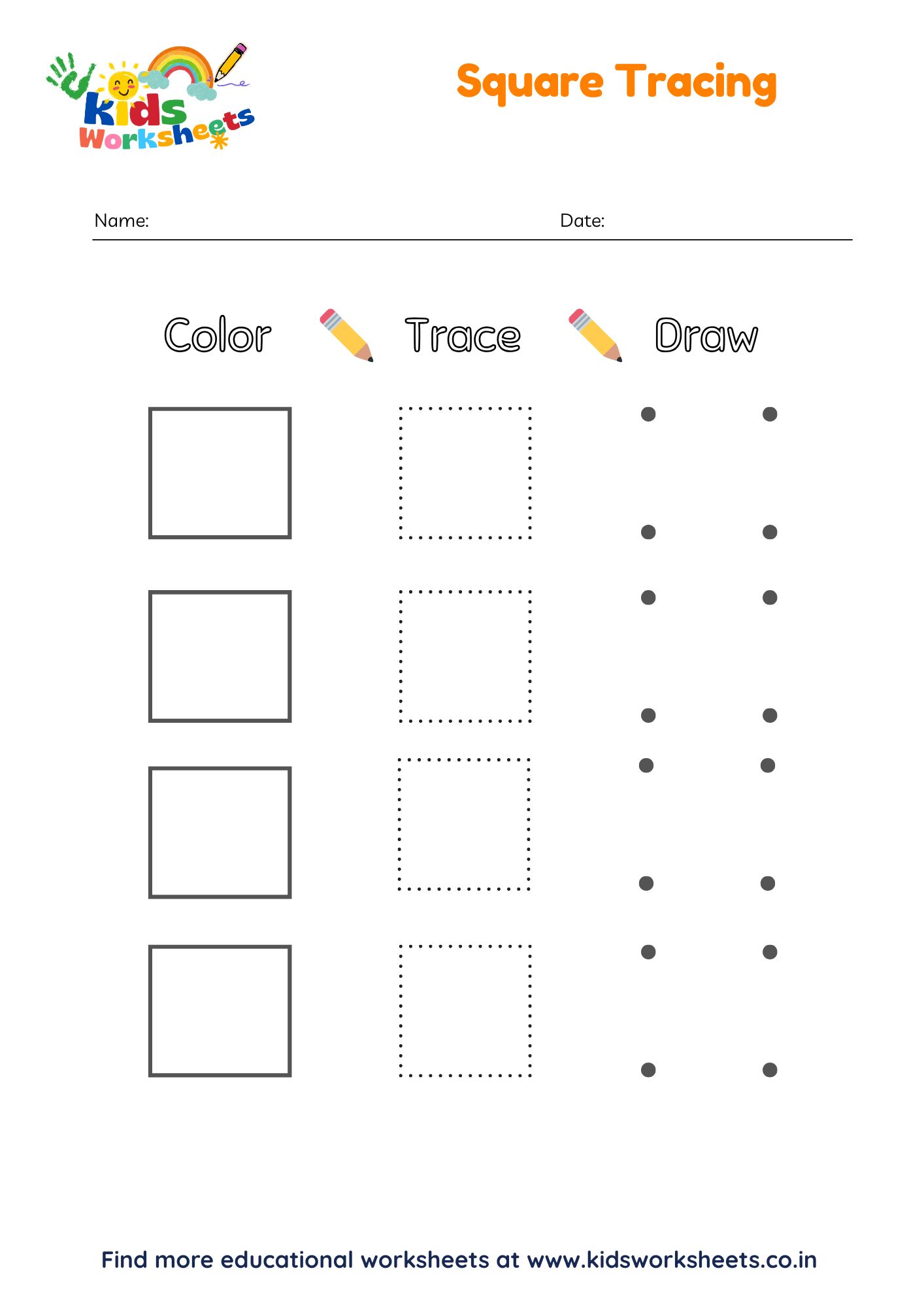 Square Shape Tracing Worksheet preview