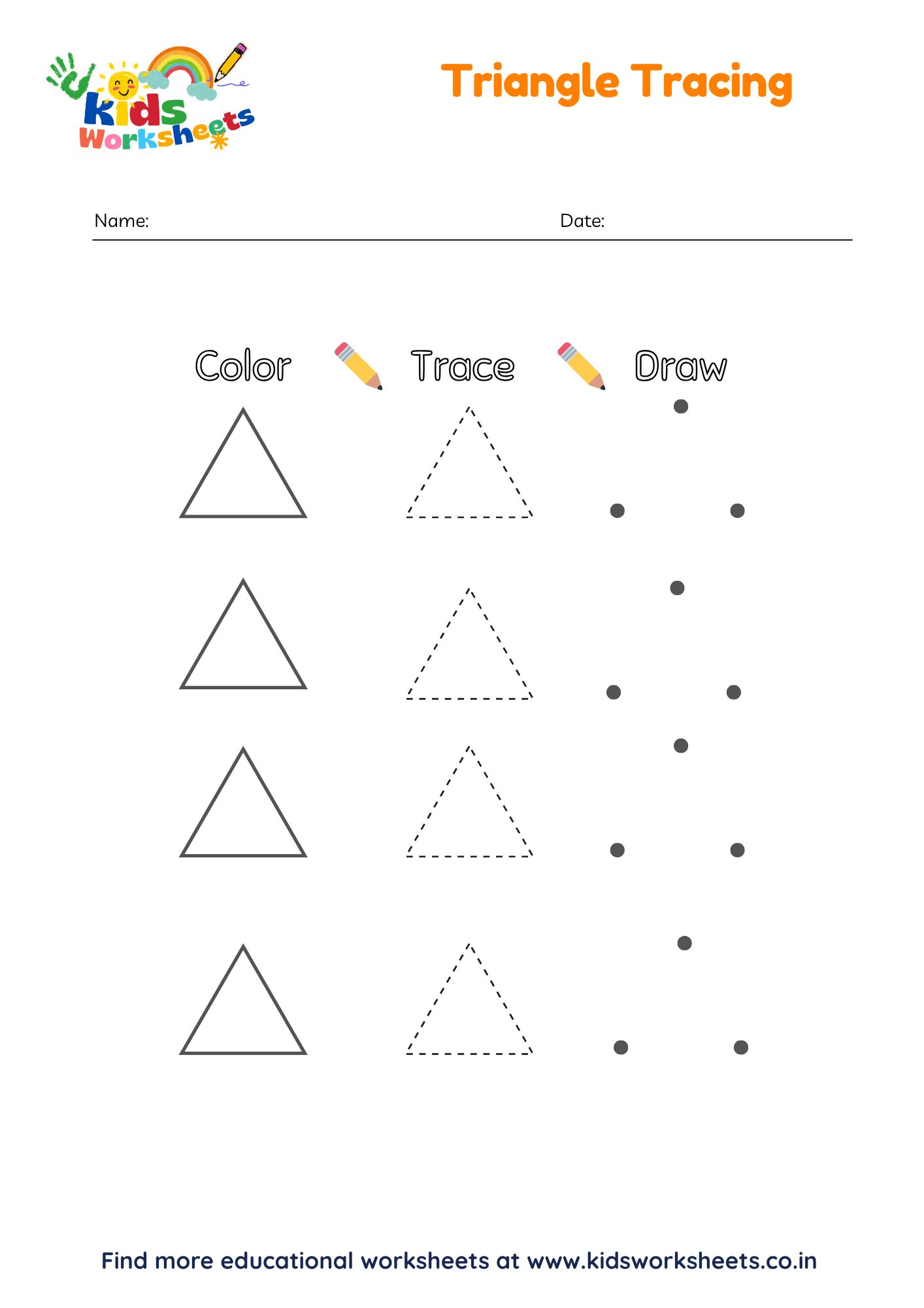 Triangle Shape Tracing Worksheet preview